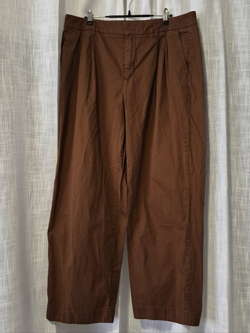 Brown Pleated Wide Leg Trouser